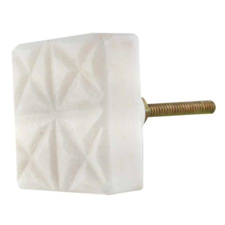 White Square Marble Stone Dresser Knobs